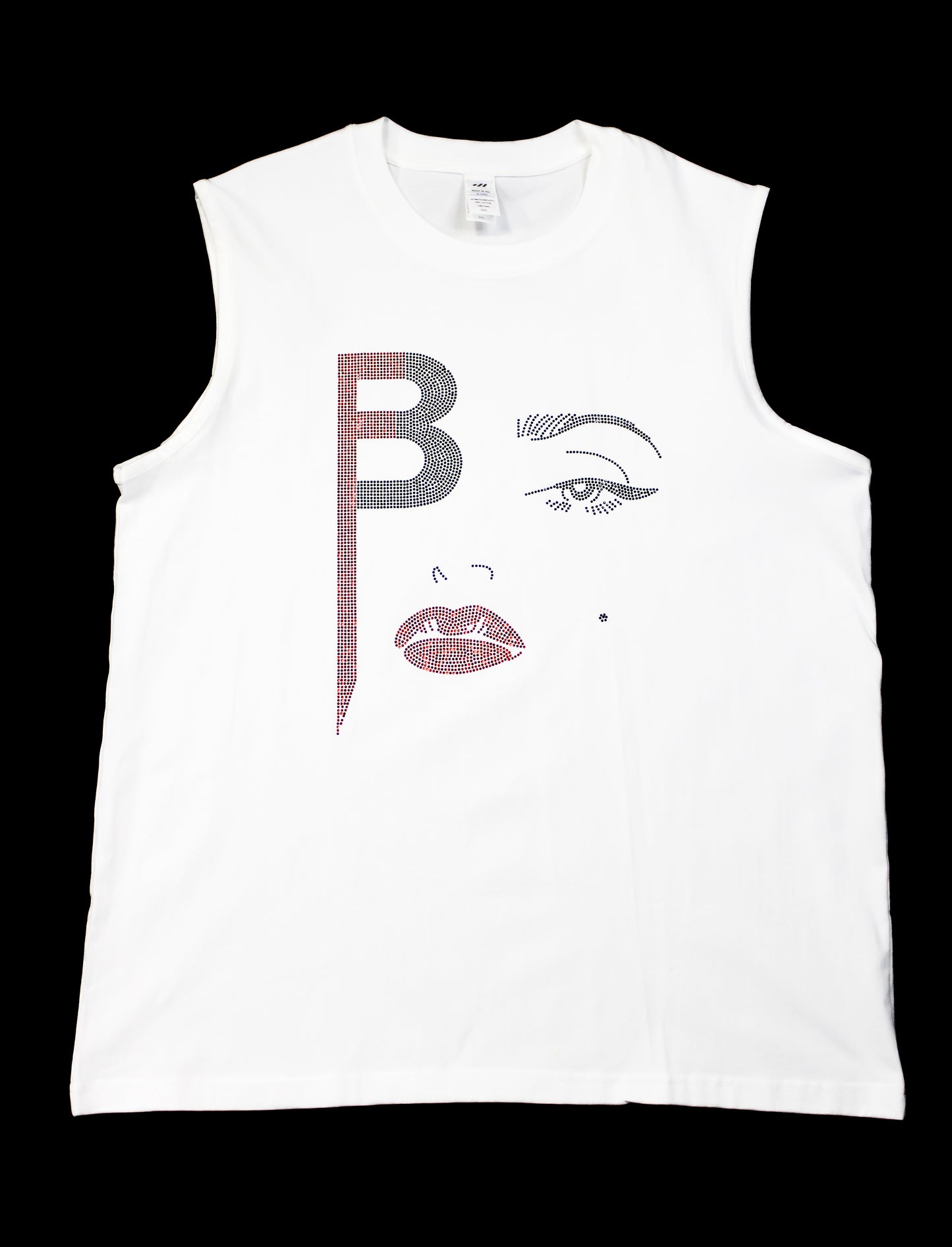 BFace Clean Blinged Out Sleeveless Glass Rhinestone Tank White