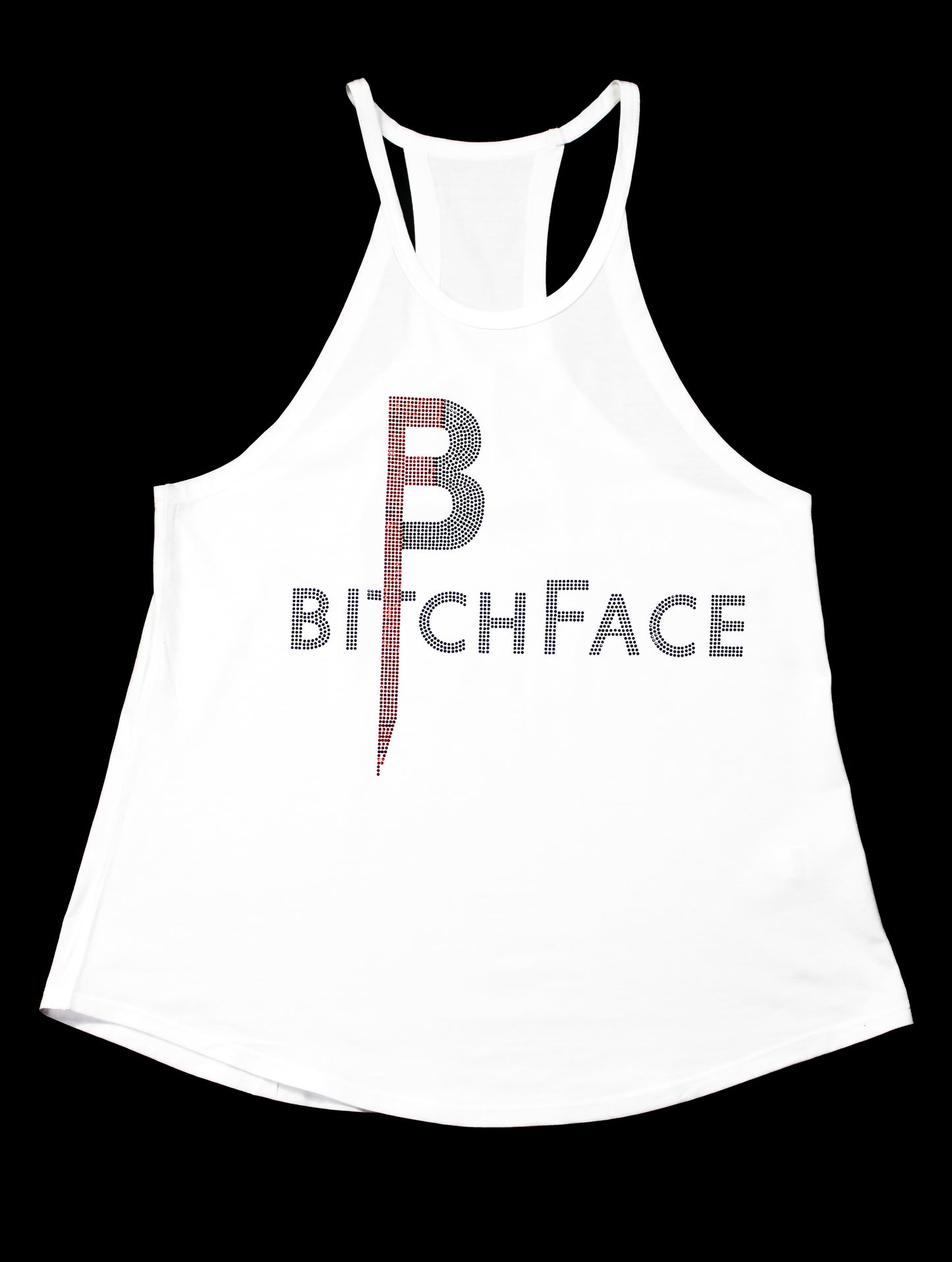 BFace Blinged Out OG Glass Rhinestone Strappy Tank White