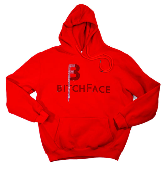 BFace Blinged Out OG Glass Rhinestone Hoodie Red